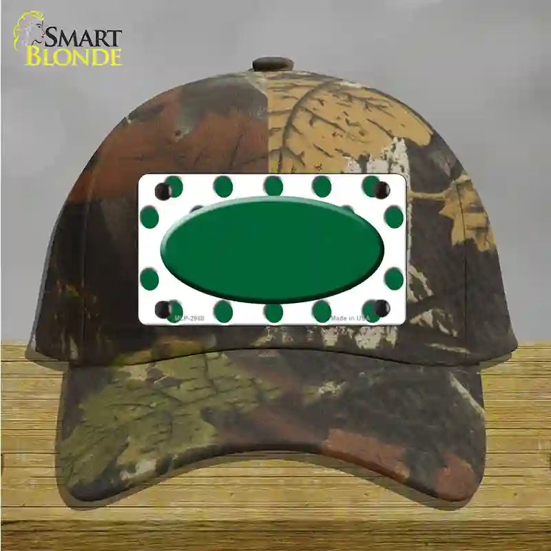 Green White Polka Dot Green Center Oval Novelty License Plate Hat Cotton / Camoflauge