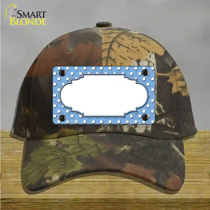 Scallop Light Blue White Polka Dot Novelty License Plate Hat Cotton / Camoflauge