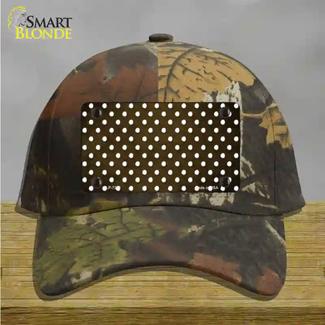 Brown White Small Dots Oil Rubbed Novelty License Plate Hat Cotton / Camoflauge