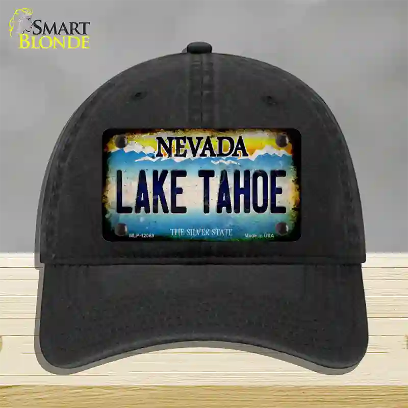Nevada Lake Tahoe Novelty License Plate Hat Unconstructed Cotton / Black