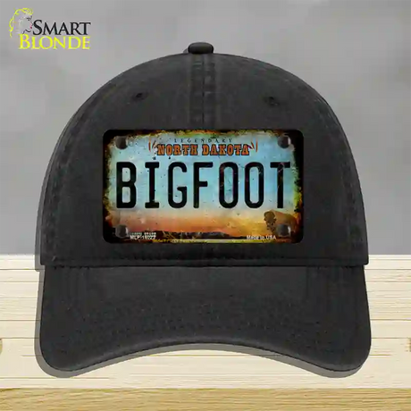 Bigfoot North Dakota Novelty License Plate Hat Tag Unconstructed Cotton / Black