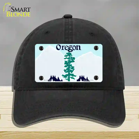 Oregon State Blank Novelty License Plate Hat Unconstructed Cotton / Black