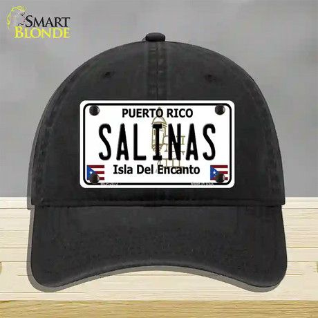 Salinas Puerto Rico Novelty License Plate Hat Unconstructed Cotton / Black