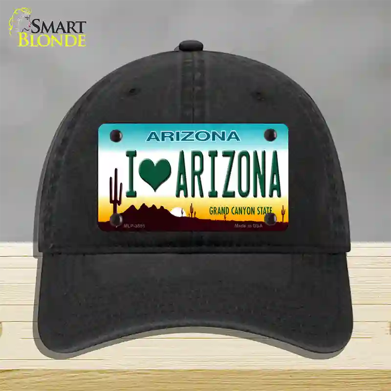I Love Arizona Novelty License Plate Hat Unconstructed Cotton / Black