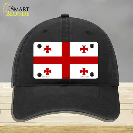 Georgia Flag Novelty License Plate Hat Unconstructed Cotton / Black