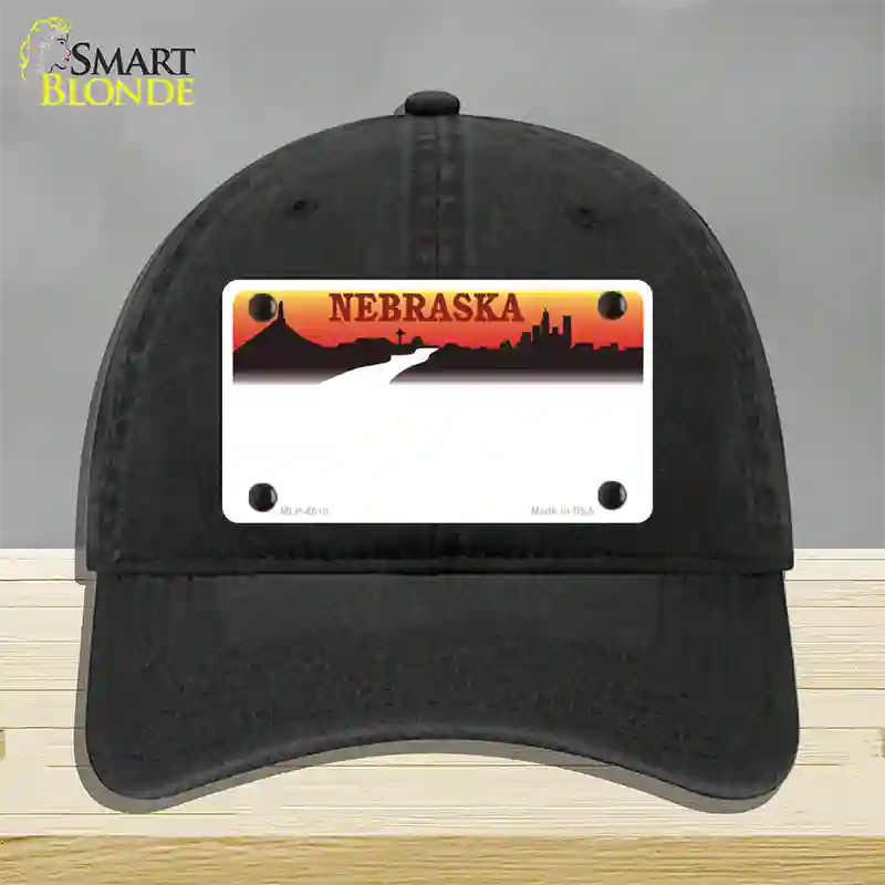 Nebraska Amber State Blank Novelty License Plate Hat Unconstructed Cotton / Black