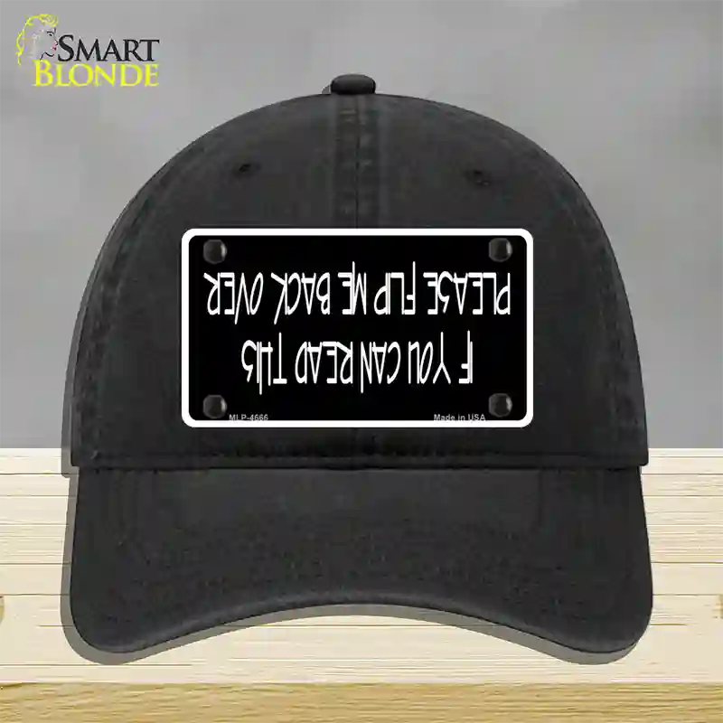 Flip Me Over Metal Novelty License Plate Hat Unconstructed Cotton / Black