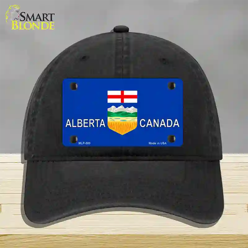 Alberta Canada Novelty License Plate Hat Unconstructed Cotton / Black