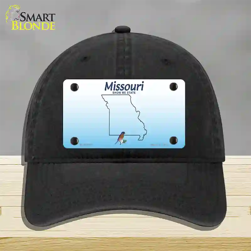 Missouri Show Me Blank Novelty License Plate Hat Unconstructed Cotton / Black