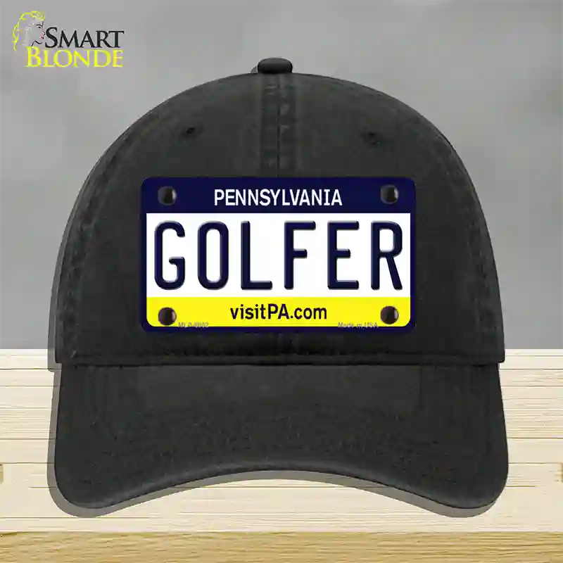Golfer Pennsylvania State Novelty License Plate Hat Unconstructed Cotton / Black