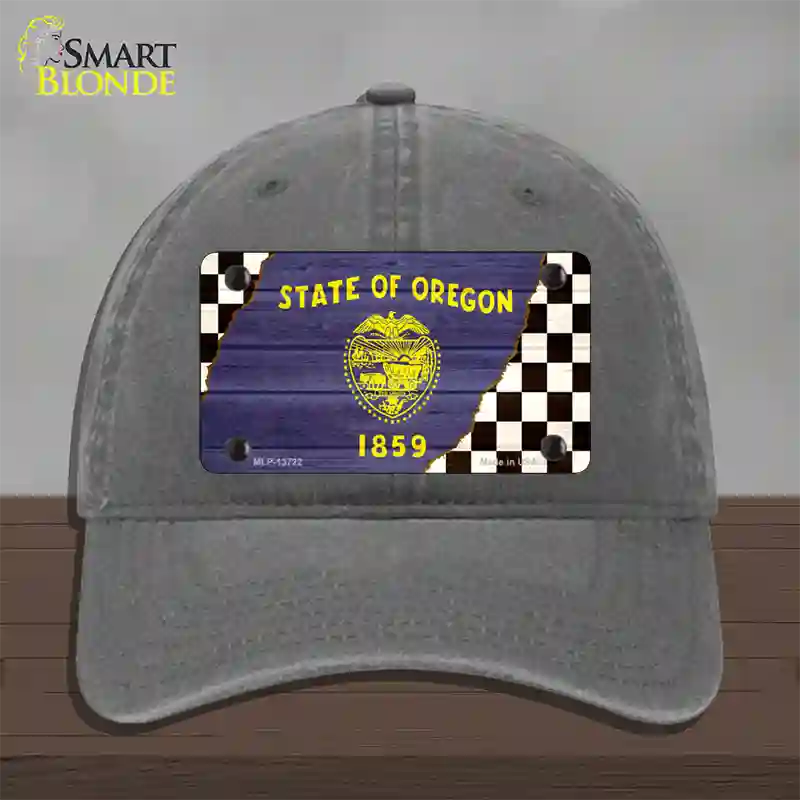 Oregon Racing Flag Novelty License Plate Hat Tag Unconstructed Cotton / Charcoal