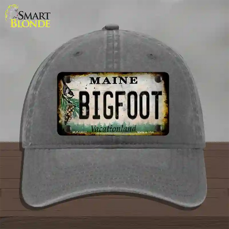Bigfoot Maine Novelty License Plate Hat Tag Unconstructed Cotton / Charcoal
