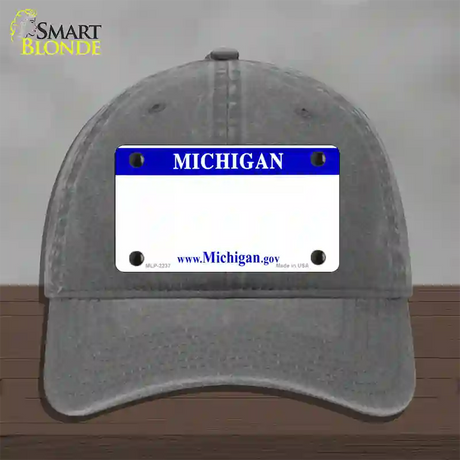 Michigan State Blank Novelty License Plate Hat Unconstructed Cotton / Charcoal