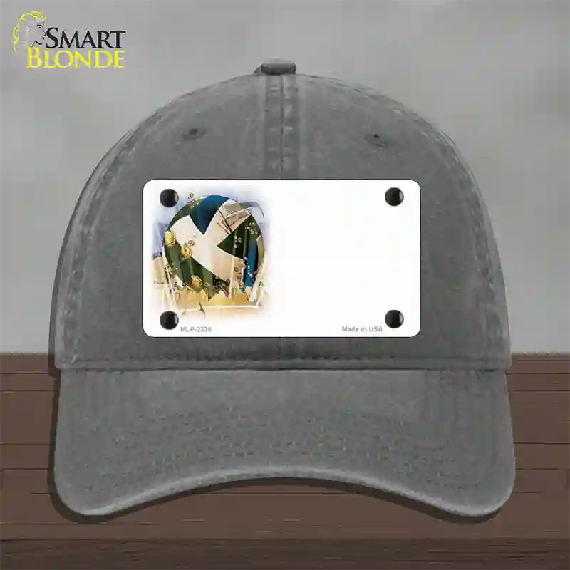 Volleyball Offset Novelty License Plate Hat Unconstructed Cotton / Charcoal