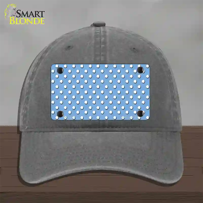 Light Blue Polka Dot Novelty License Plate Hat Unconstructed Cotton / Charcoal