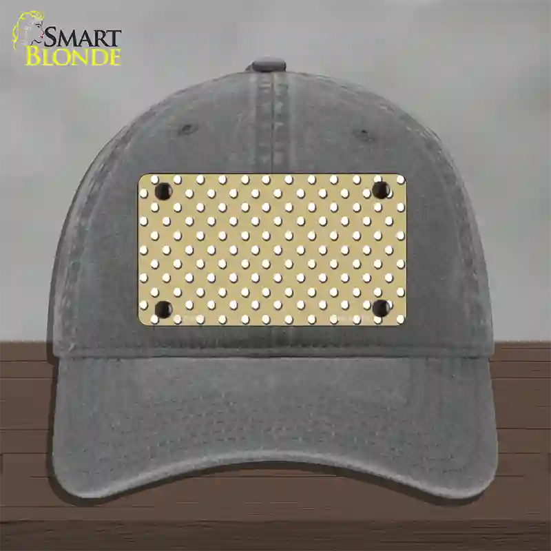 Gold Polka Dot Novelty License Plate Hat Unconstructed Cotton / Charcoal