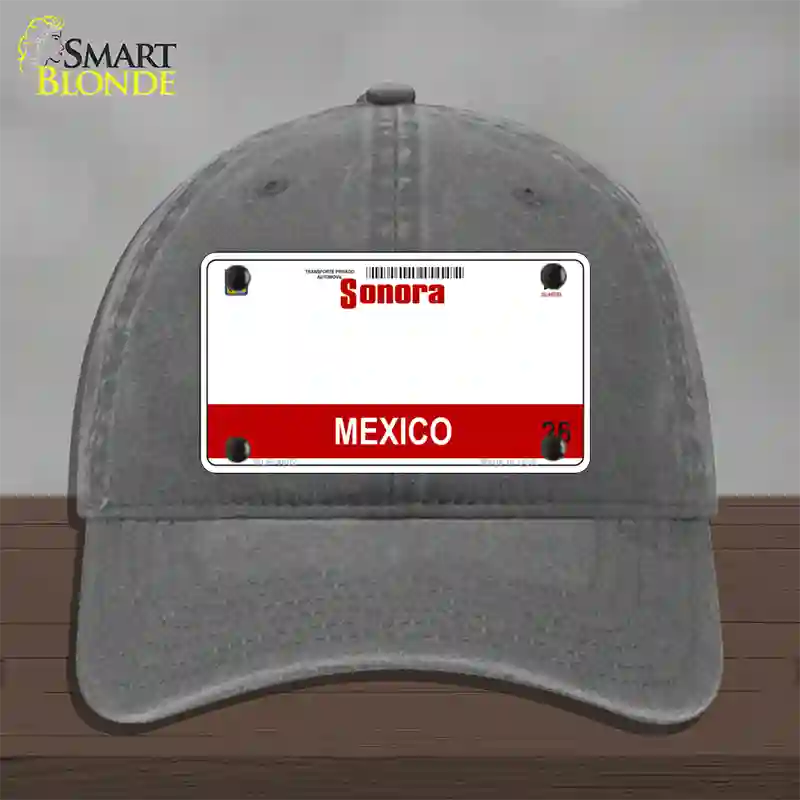 Sonora Mexico Novelty License Plate Hat Unconstructed Cotton / Charcoal
