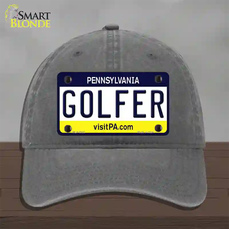 Golfer Pennsylvania State Novelty License Plate Hat Unconstructed Cotton / Charcoal