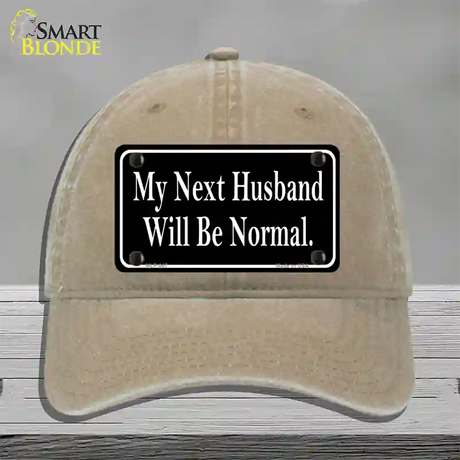My Next Husband Novelty License Plate Hat Unconstructed Cotton / Khaki