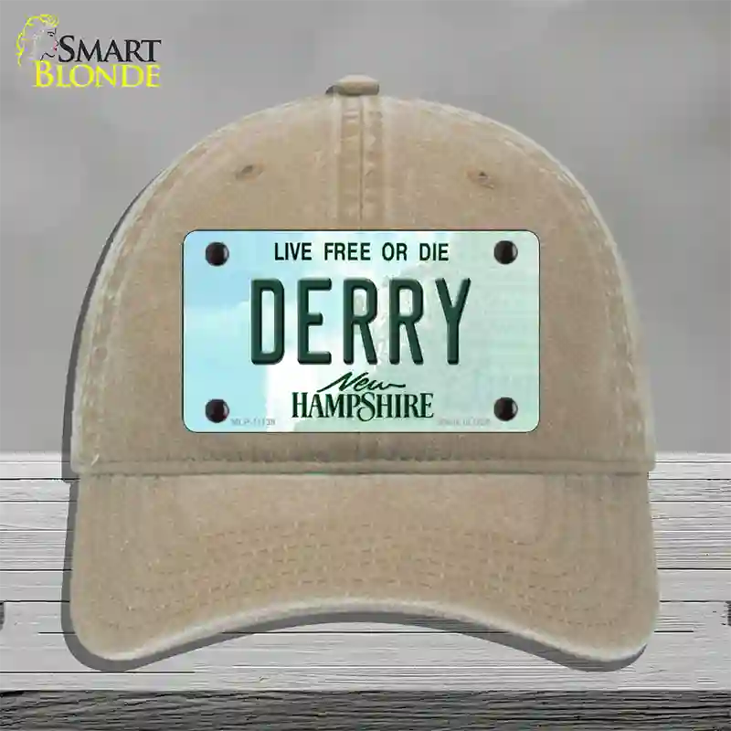 Derry New Hampshire State Novelty License Plate Hat Unconstructed Cotton / Khaki