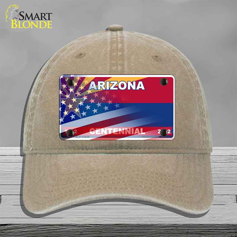 Arizona Centennial American Flag Novelty License Plate Hat HAT-MLP-12436