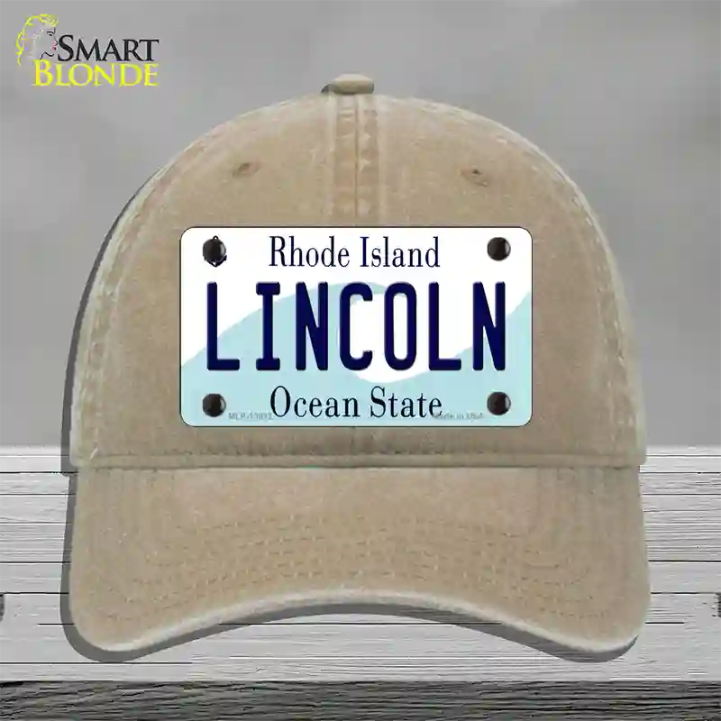 Lincoln Rhode Island Novelty License Plate Hat Novelty License Plate Hat Unconstructed Cotton / Khaki