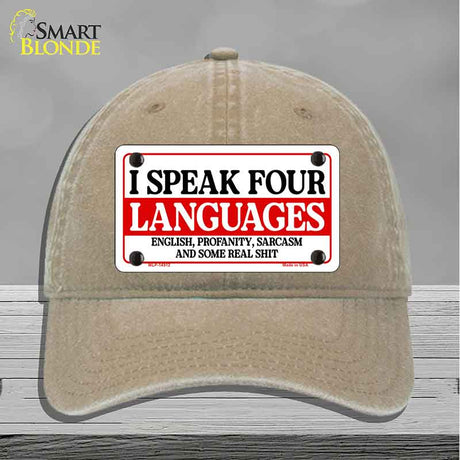 I Speak Four Languages Novelty License Plate Hat HAT-MLP-14512