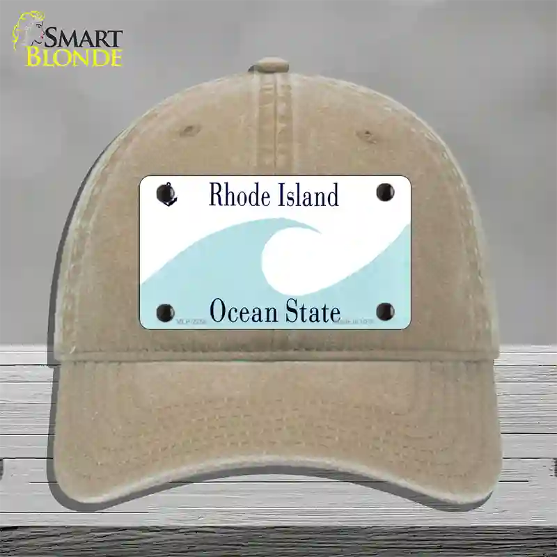 Rhode Island State Blank Novelty License Plate Hat Unconstructed Cotton / Khaki