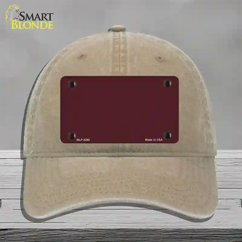 Burgundy Novelty License Plate Hat Unconstructed Cotton / Khaki