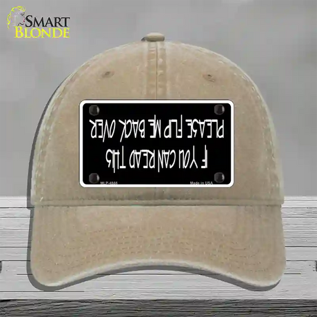 Flip Me Over Metal Novelty License Plate Hat Unconstructed Cotton / Khaki