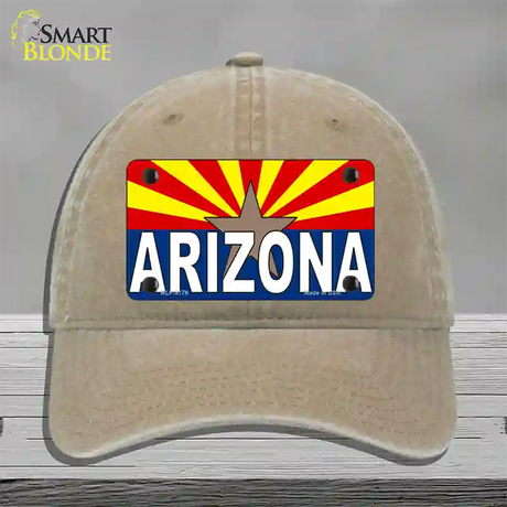 Arizona Flag White Arizona Novelty License Plate Hat Sign Unconstructed Cotton / Khaki