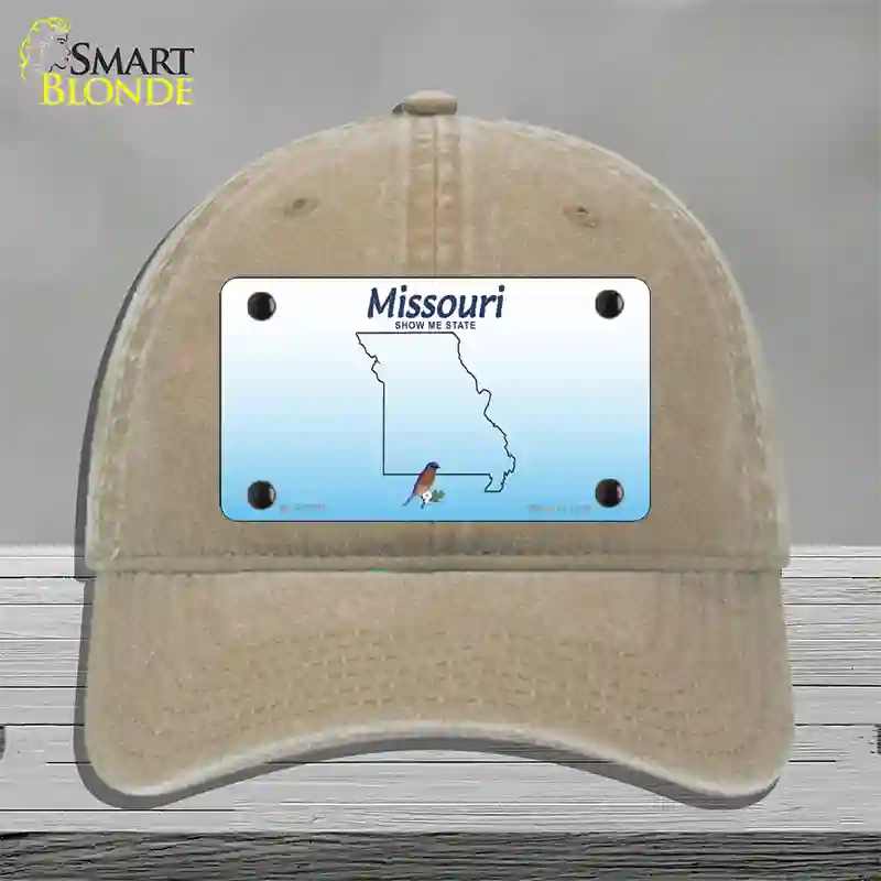 Missouri Show Me Blank Novelty License Plate Hat Unconstructed Cotton / Khaki