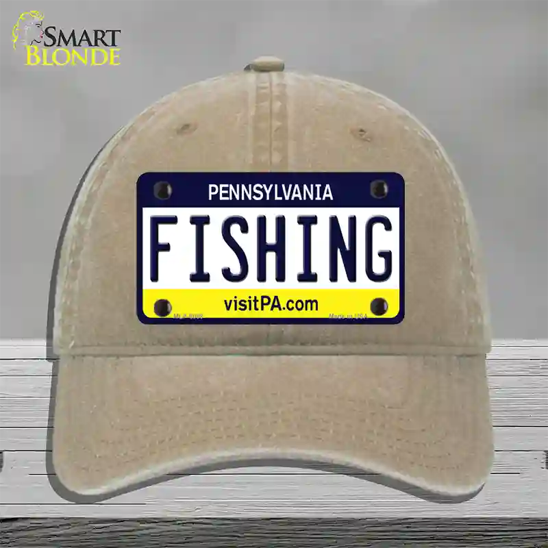 Fishing Pennsylvania State Novelty License Plate Hat Unconstructed Cotton / Khaki