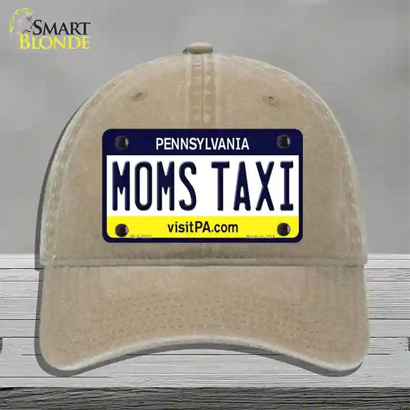 Moms Taxi Pennsylvania State Novelty License Plate Hat Unconstructed Cotton / Khaki