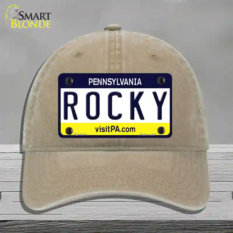 Rocky Pennsylvania State Novelty License Plate Hat Unconstructed Cotton / Khaki