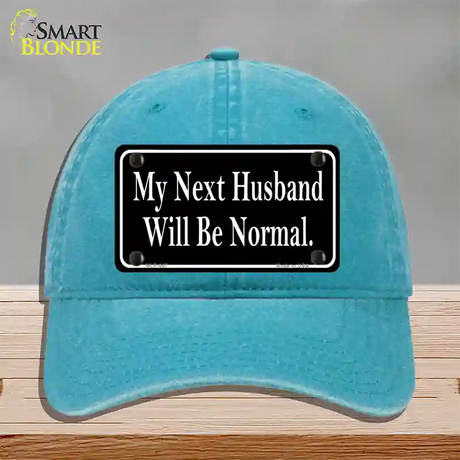 My Next Husband Novelty License Plate Hat Unconstructed Cotton / Lake Blue