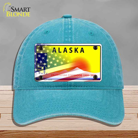 Alaska with American Flag Novelty License Plate Hat HAT-MLP-12330