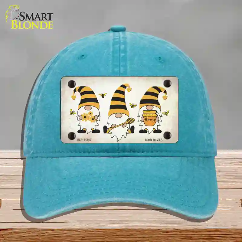 Gnomes Honeybees Novelty License Plate Hat Unconstructed Cotton / Lake Blue