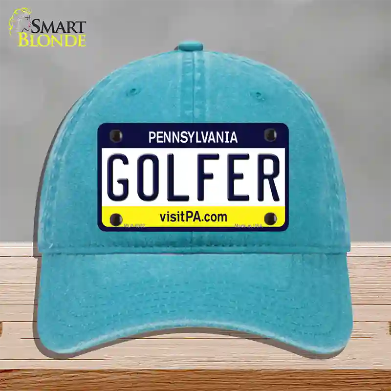 Golfer Pennsylvania State Novelty License Plate Hat Unconstructed Cotton / Lake Blue