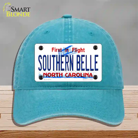 Southern Belle North Carolina Novelty License Plate Hat Unconstructed Cotton / Lake Blue