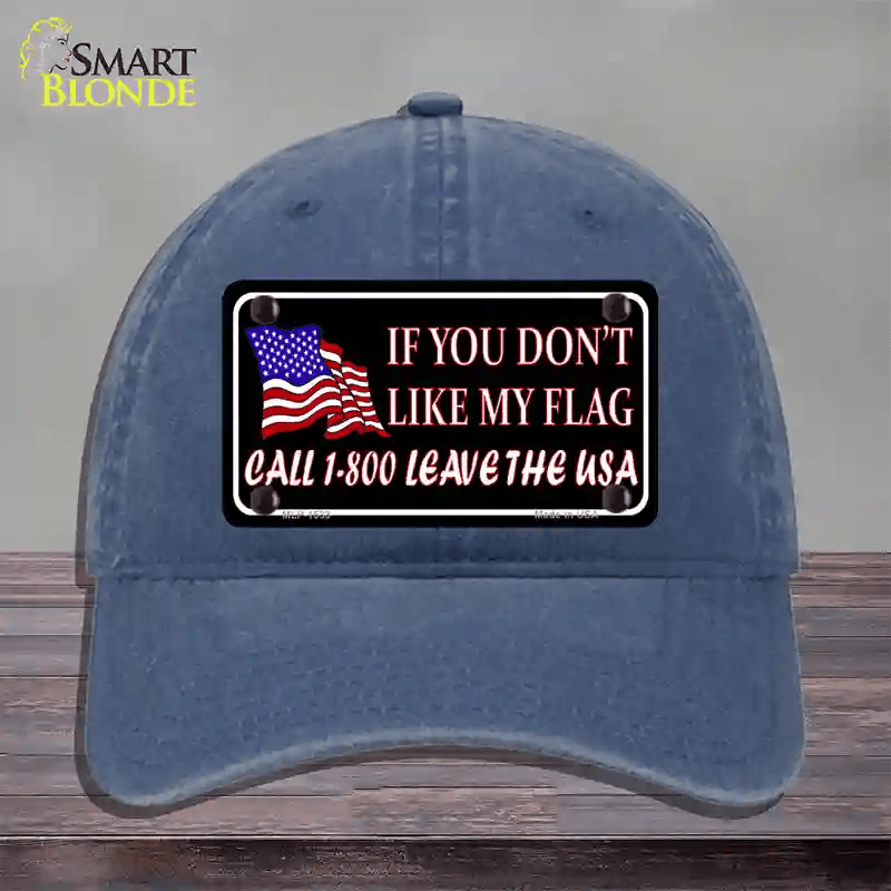 1 800 Leave The USA Novelty License Plate Hat Unconstructed Cotton / Navy