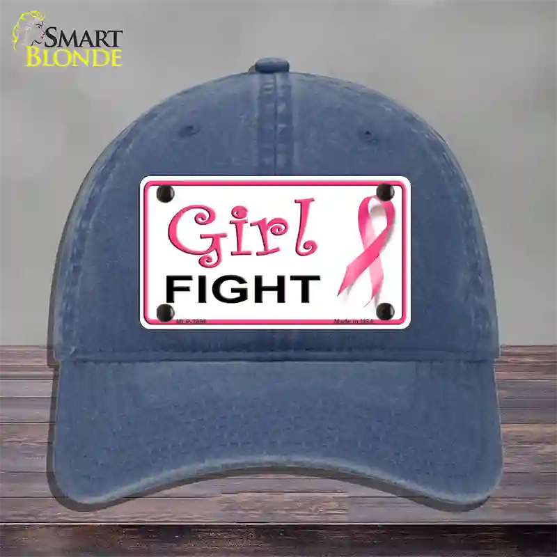 Girl Fight Novelty License Plate Hat Sign Unconstructed Cotton / Navy