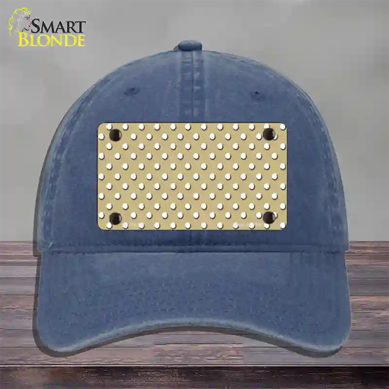 Gold Polka Dot Novelty License Plate Hat Unconstructed Cotton / Navy