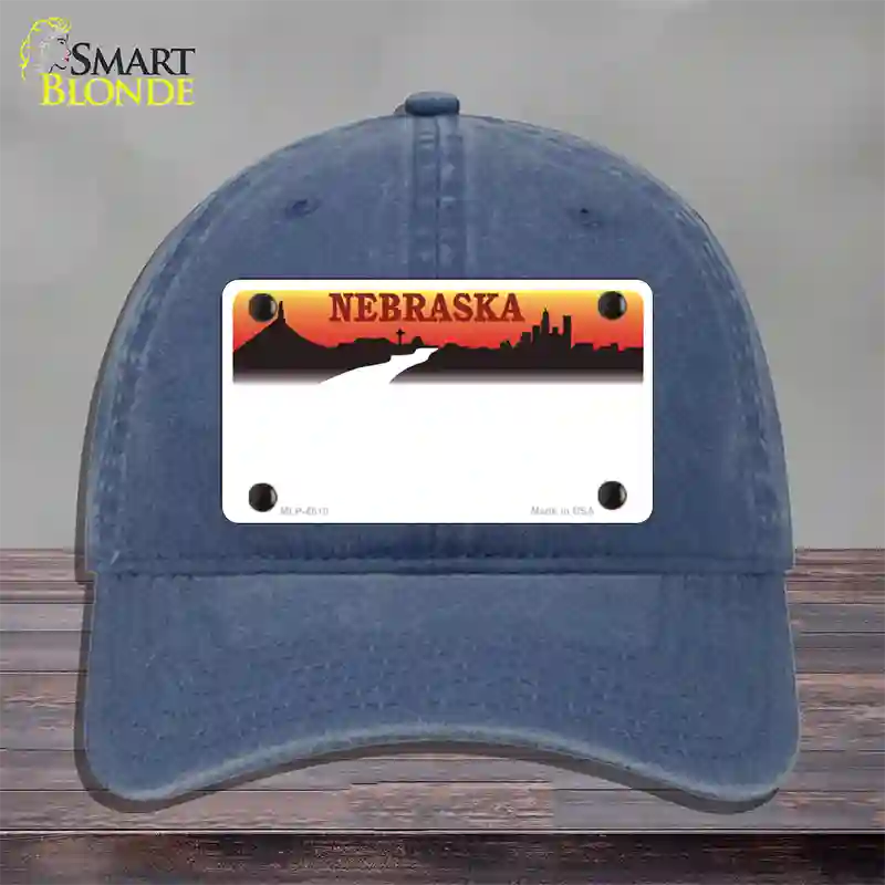 Nebraska Amber State Blank Novelty License Plate Hat Unconstructed Cotton / Navy