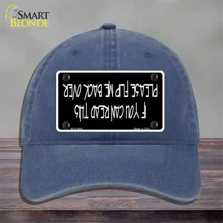 Flip Me Over Metal Novelty License Plate Hat Unconstructed Cotton / Navy
