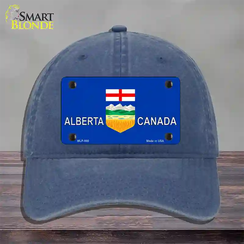 Alberta Canada Novelty License Plate Hat Unconstructed Cotton / Navy