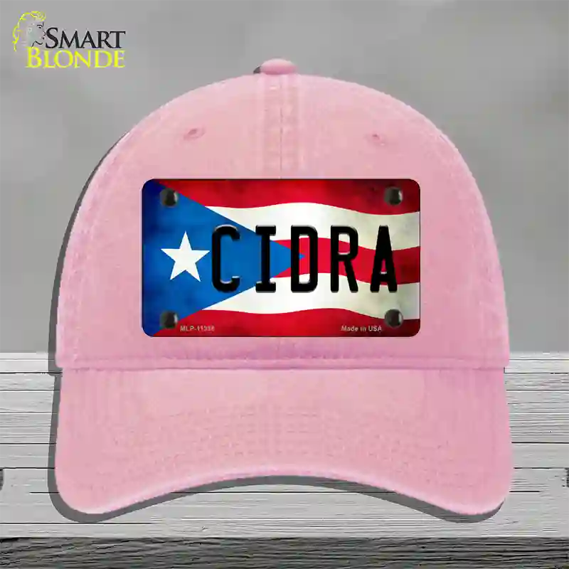 Cidra Puerto Rico Flag Novelty License Plate Hat Unconstructed Cotton / Pink