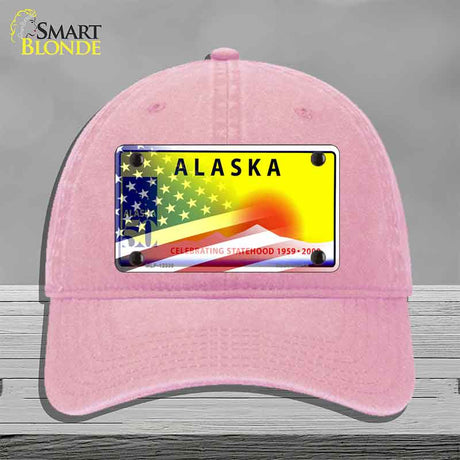 Alaska with American Flag Novelty License Plate Hat HAT-MLP-12330