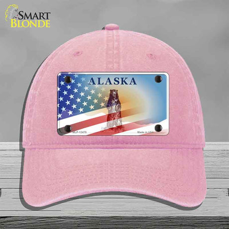 Alaska Bear with American Flag Novelty License Plate Hat HAT-MLP-12478