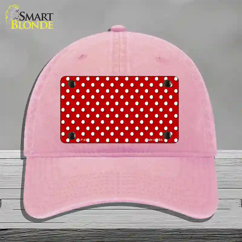 Red Polka Dot Novelty License Plate Hat Unconstructed Cotton / Pink